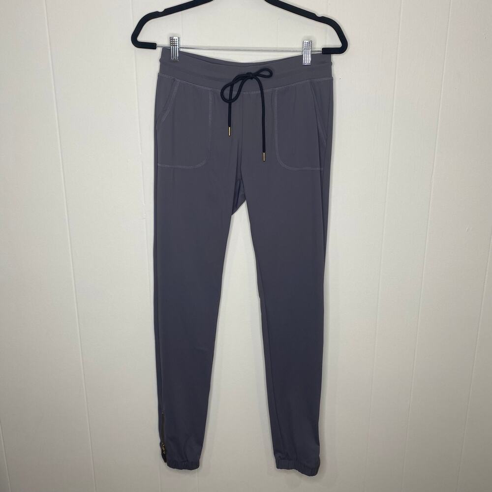 Zyia Active Pants Womens XS Gray Everywhere Jogger Peak Gold Zipper Drawstring